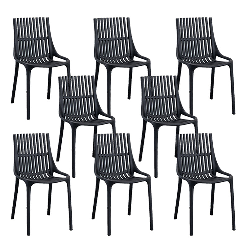 Nordic Style Armless Side Chairs Slat Back Chairs with Plastic Legs for Home Use Black 8 Piece Set Clearhalo 'Dining Chairs' 'Dining Tables & Seating' 'dining_chair' 'furn' 'furn_dining_chair' 'Furniture' 'Kitchen & Dining Furniture' 6451786