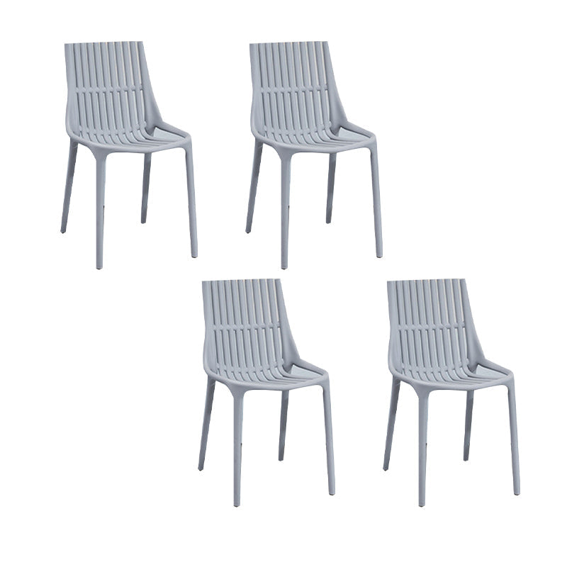 Nordic Style Armless Side Chairs Slat Back Chairs with Plastic Legs for Home Use Light Gray 4 Piece Set Clearhalo 'Dining Chairs' 'Dining Tables & Seating' 'dining_chair' 'furn' 'furn_dining_chair' 'Furniture' 'Kitchen & Dining Furniture' 6451791