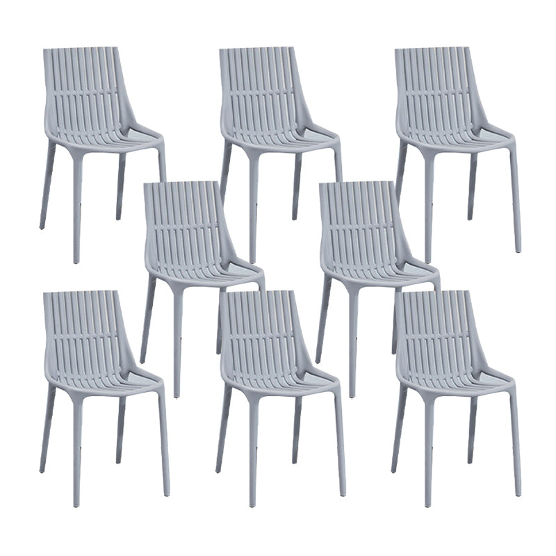 Nordic Style Armless Side Chairs Slat Back Chairs with Plastic Legs for Home Use Light Gray 8 Piece Set Clearhalo 'Dining Chairs' 'Dining Tables & Seating' 'dining_chair' 'furn' 'furn_dining_chair' 'Furniture' 'Kitchen & Dining Furniture' 6451792