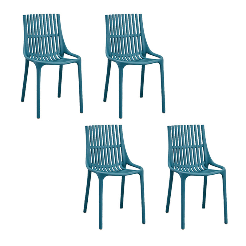 Nordic Style Armless Side Chairs Slat Back Chairs with Plastic Legs for Home Use Ocean Blue 4 Piece Set Clearhalo 'Dining Chairs' 'Dining Tables & Seating' 'dining_chair' 'furn' 'furn_dining_chair' 'Furniture' 'Kitchen & Dining Furniture' 6451793