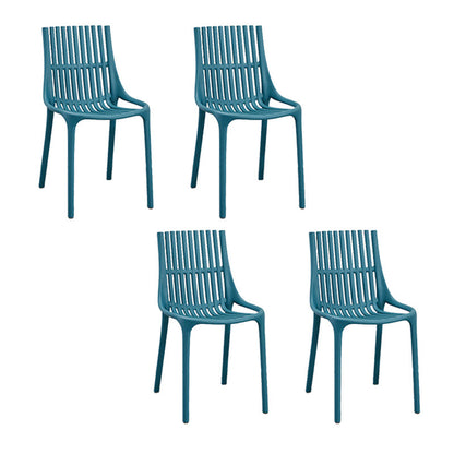 Nordic Style Armless Side Chairs Slat Back Chairs with Plastic Legs for Home Use Ocean Blue 4 Piece Set Clearhalo 'Dining Chairs' 'Dining Tables & Seating' 'dining_chair' 'furn' 'furn_dining_chair' 'Furniture' 'Kitchen & Dining Furniture' 6451793