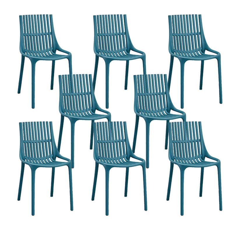 Nordic Style Armless Side Chairs Slat Back Chairs with Plastic Legs for Home Use Ocean Blue 8 Piece Set Clearhalo 'Dining Chairs' 'Dining Tables & Seating' 'dining_chair' 'furn' 'furn_dining_chair' 'Furniture' 'Kitchen & Dining Furniture' 6451794