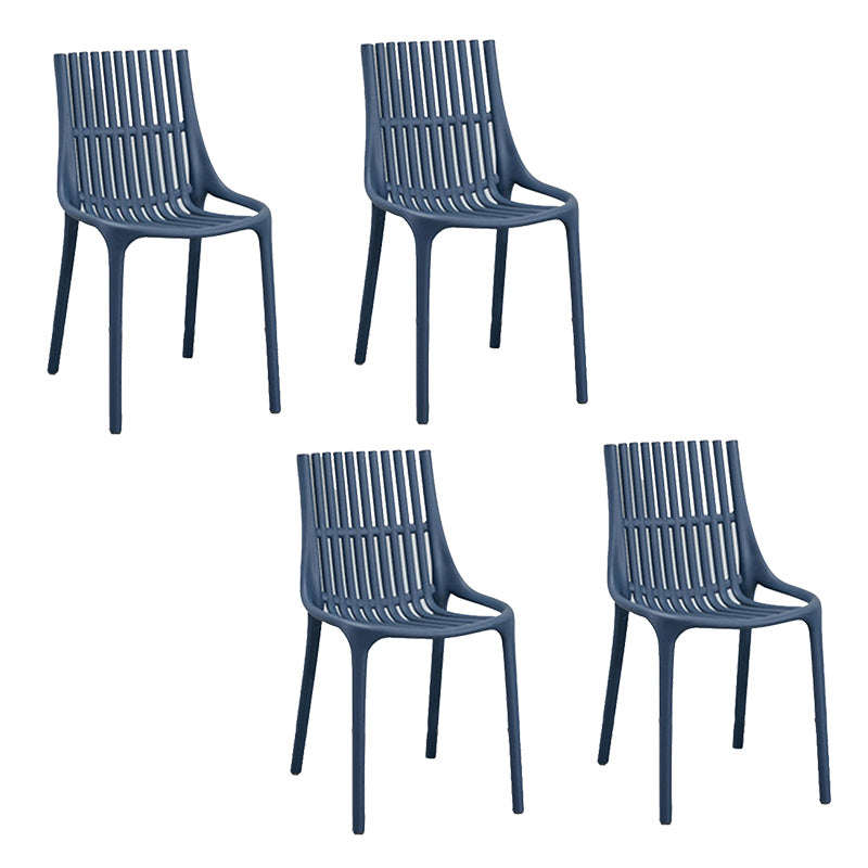 Nordic Style Armless Side Chairs Slat Back Chairs with Plastic Legs for Home Use Dark Blue 4 Piece Set Clearhalo 'Dining Chairs' 'Dining Tables & Seating' 'dining_chair' 'furn' 'furn_dining_chair' 'Furniture' 'Kitchen & Dining Furniture' 6451795