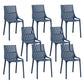 Nordic Style Armless Side Chairs Slat Back Chairs with Plastic Legs for Home Use Dark Blue 8 Piece Set Clearhalo 'Dining Chairs' 'Dining Tables & Seating' 'dining_chair' 'furn' 'furn_dining_chair' 'Furniture' 'Kitchen & Dining Furniture' 6451796