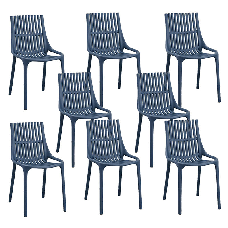 Nordic Style Armless Side Chairs Slat Back Chairs with Plastic Legs for Home Use Dark Blue 8 Piece Set Clearhalo 'Dining Chairs' 'Dining Tables & Seating' 'dining_chair' 'furn' 'furn_dining_chair' 'Furniture' 'Kitchen & Dining Furniture' 6451796
