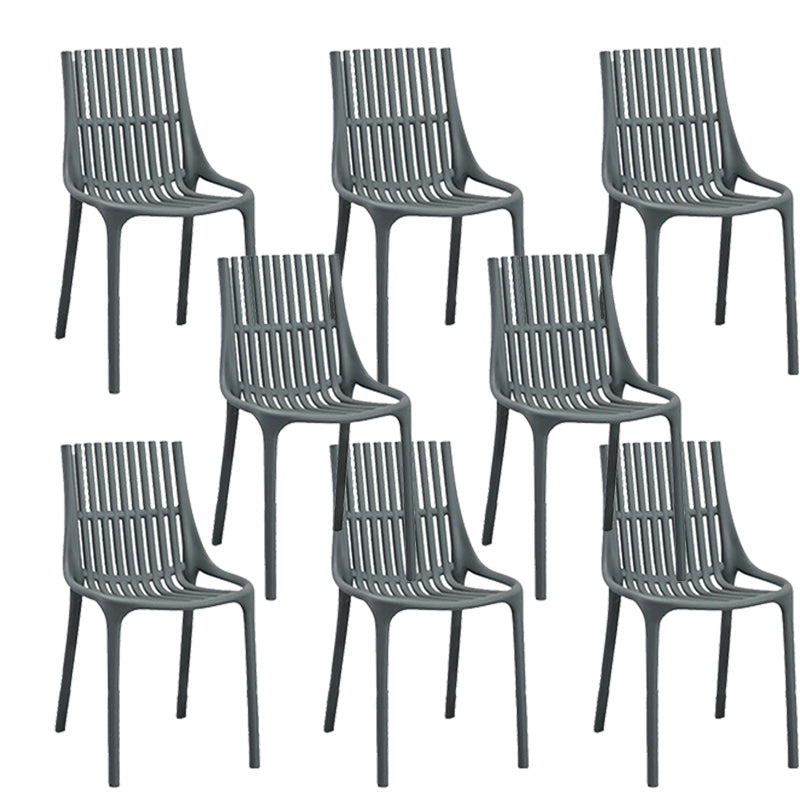 Nordic Style Armless Side Chairs Slat Back Chairs with Plastic Legs for Home Use Dark Gray 8 Piece Set Clearhalo 'Dining Chairs' 'Dining Tables & Seating' 'dining_chair' 'furn' 'furn_dining_chair' 'Furniture' 'Kitchen & Dining Furniture' 6451798