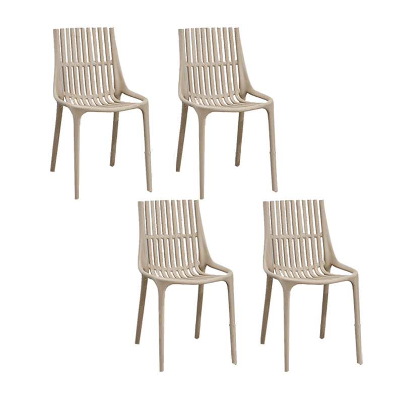 Nordic Style Armless Side Chairs Slat Back Chairs with Plastic Legs for Home Use Camel 4 Piece Set Clearhalo 'Dining Chairs' 'Dining Tables & Seating' 'dining_chair' 'furn' 'furn_dining_chair' 'Furniture' 'Kitchen & Dining Furniture' 6451799