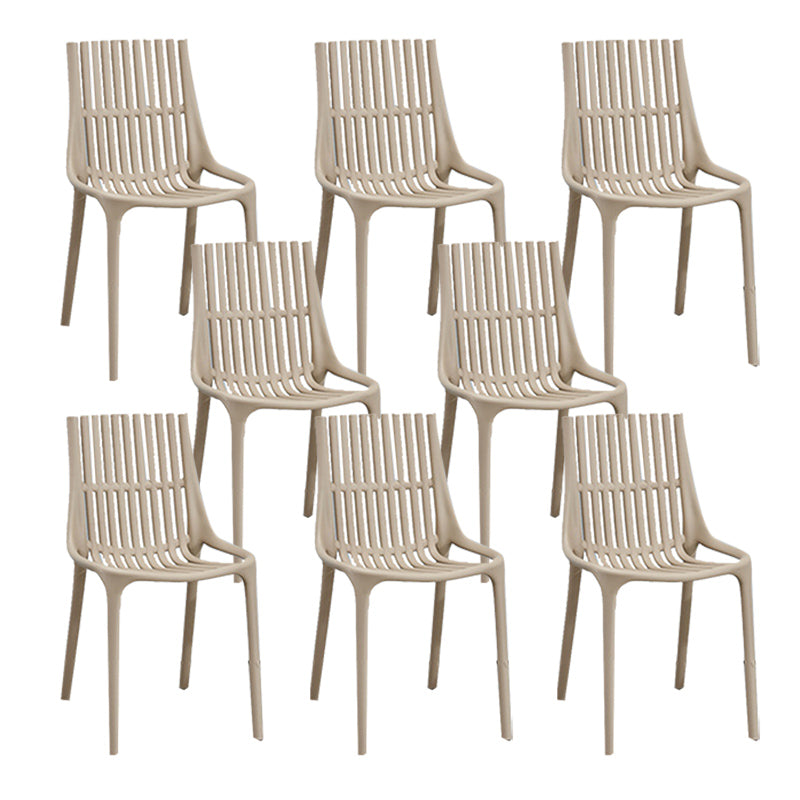 Nordic Style Armless Side Chairs Slat Back Chairs with Plastic Legs for Home Use Camel 8 Piece Set Clearhalo 'Dining Chairs' 'Dining Tables & Seating' 'dining_chair' 'furn' 'furn_dining_chair' 'Furniture' 'Kitchen & Dining Furniture' 6451800