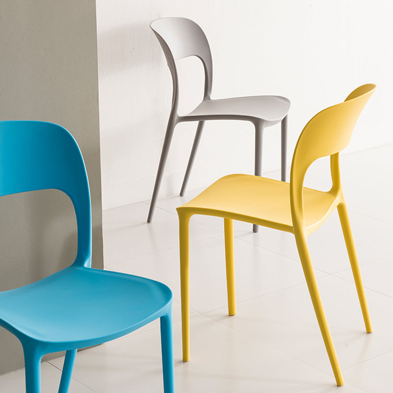 Sedie laterali senza braccia in stile nordico sedie posteriori aperte con gambe di plastica per uso domestico