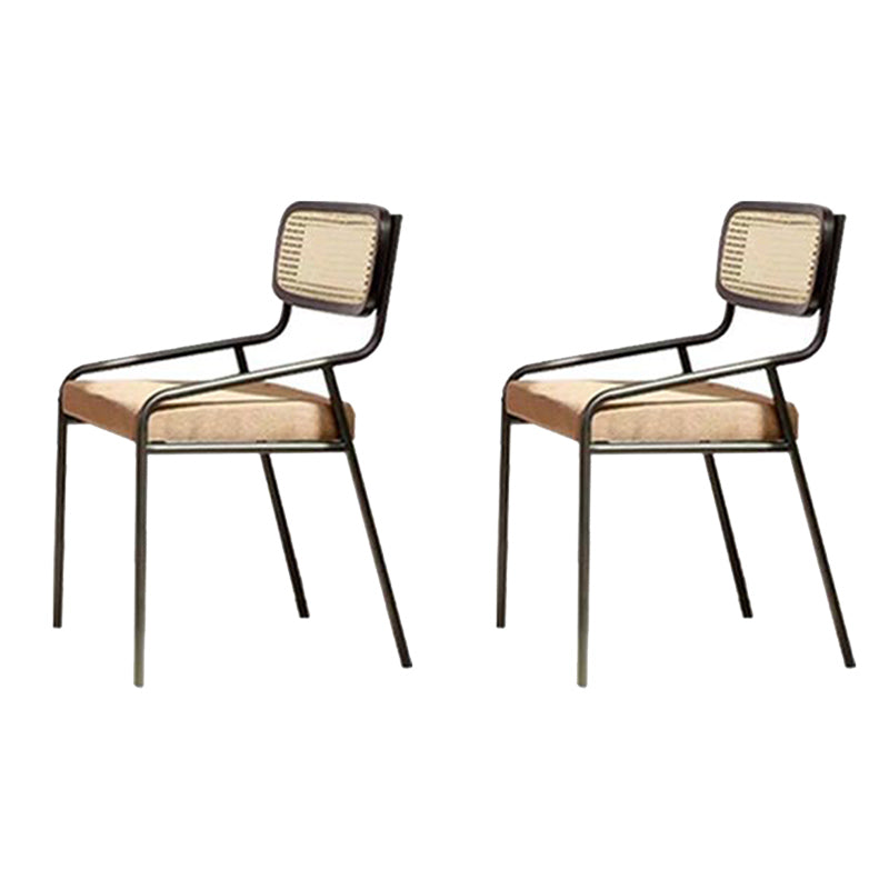 Upholstered Dining Chairs Open Back Dining Chairs with Metal Legs Black 2 Piece Set Black Clearhalo 'Dining Chairs' 'Dining Tables & Seating' 'dining_chair' 'furn' 'furn_dining_chair' 'Furniture' 'Kitchen & Dining Furniture' 6451959