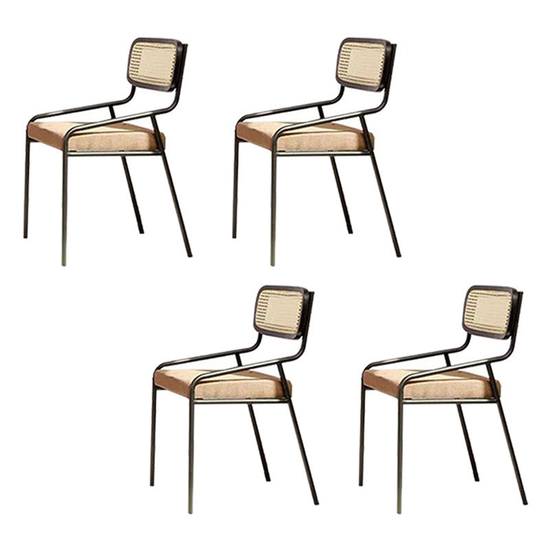 Upholstered Dining Chairs Open Back Dining Chairs with Metal Legs Black 4 Piece Set Black Clearhalo 'Dining Chairs' 'Dining Tables & Seating' 'dining_chair' 'furn' 'furn_dining_chair' 'Furniture' 'Kitchen & Dining Furniture' 6451960