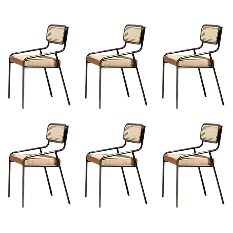 Upholstered Dining Chairs Open Back Dining Chairs with Metal Legs Black 6 Piece Set Black Clearhalo 'Dining Chairs' 'Dining Tables & Seating' 'dining_chair' 'furn' 'furn_dining_chair' 'Furniture' 'Kitchen & Dining Furniture' 6451963