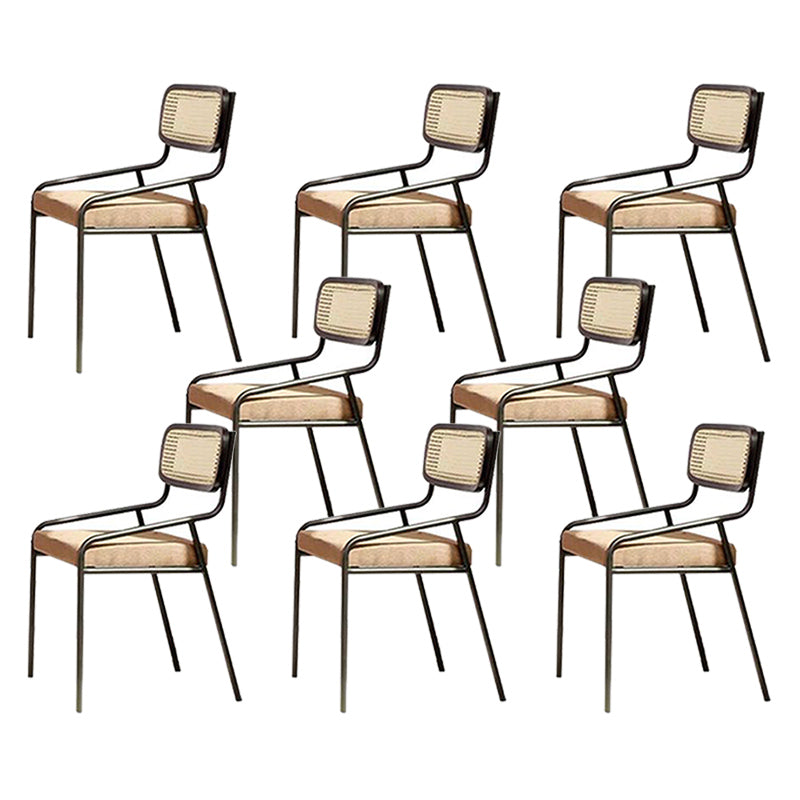 Upholstered Dining Chairs Open Back Dining Chairs with Metal Legs Black 8 Piece Set Black Clearhalo 'Dining Chairs' 'Dining Tables & Seating' 'dining_chair' 'furn' 'furn_dining_chair' 'Furniture' 'Kitchen & Dining Furniture' 6451964