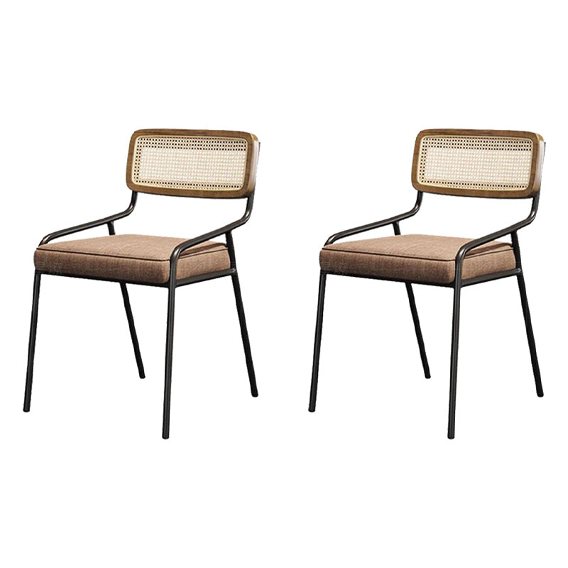 Upholstered Dining Chairs Open Back Dining Chairs with Metal Legs Nut-Brown 2 Piece Set Black Clearhalo 'Dining Chairs' 'Dining Tables & Seating' 'dining_chair' 'furn' 'furn_dining_chair' 'Furniture' 'Kitchen & Dining Furniture' 6451968