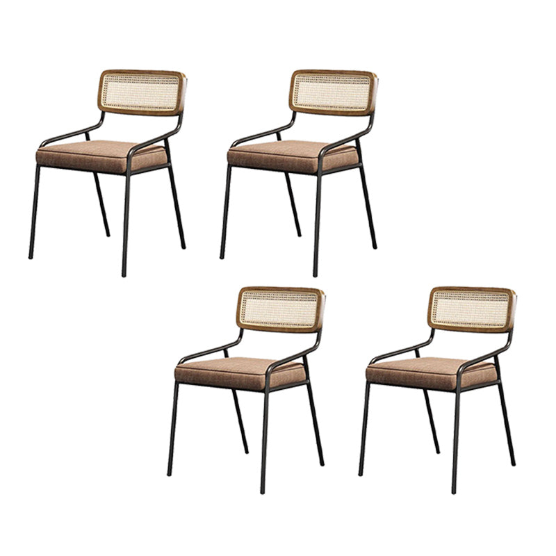 Upholstered Dining Chairs Open Back Dining Chairs with Metal Legs Nut-Brown 4 Piece Set Black Clearhalo 'Dining Chairs' 'Dining Tables & Seating' 'dining_chair' 'furn' 'furn_dining_chair' 'Furniture' 'Kitchen & Dining Furniture' 6451969