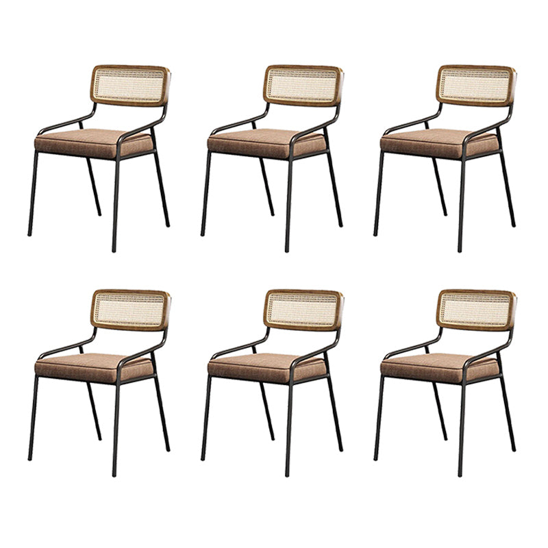Upholstered Dining Chairs Open Back Dining Chairs with Metal Legs Nut-Brown 6 Piece Set Black Clearhalo 'Dining Chairs' 'Dining Tables & Seating' 'dining_chair' 'furn' 'furn_dining_chair' 'Furniture' 'Kitchen & Dining Furniture' 6451970
