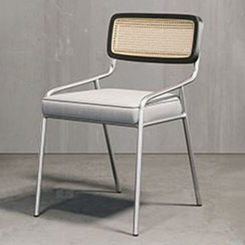 Upholstered Dining Chairs Open Back Dining Chairs with Metal Legs Black 1 Piece Silver Clearhalo 'Dining Chairs' 'Dining Tables & Seating' 'dining_chair' 'furn' 'furn_dining_chair' 'Furniture' 'Kitchen & Dining Furniture' 6451972