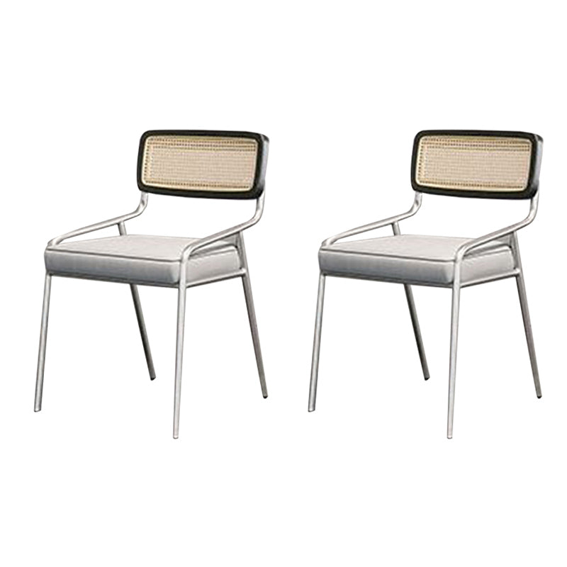 Upholstered Dining Chairs Open Back Dining Chairs with Metal Legs Black 2 Piece Set Silver Clearhalo 'Dining Chairs' 'Dining Tables & Seating' 'dining_chair' 'furn' 'furn_dining_chair' 'Furniture' 'Kitchen & Dining Furniture' 6451973