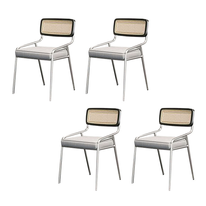 Upholstered Dining Chairs Open Back Dining Chairs with Metal Legs Black 4 Piece Set Silver Clearhalo 'Dining Chairs' 'Dining Tables & Seating' 'dining_chair' 'furn' 'furn_dining_chair' 'Furniture' 'Kitchen & Dining Furniture' 6451974