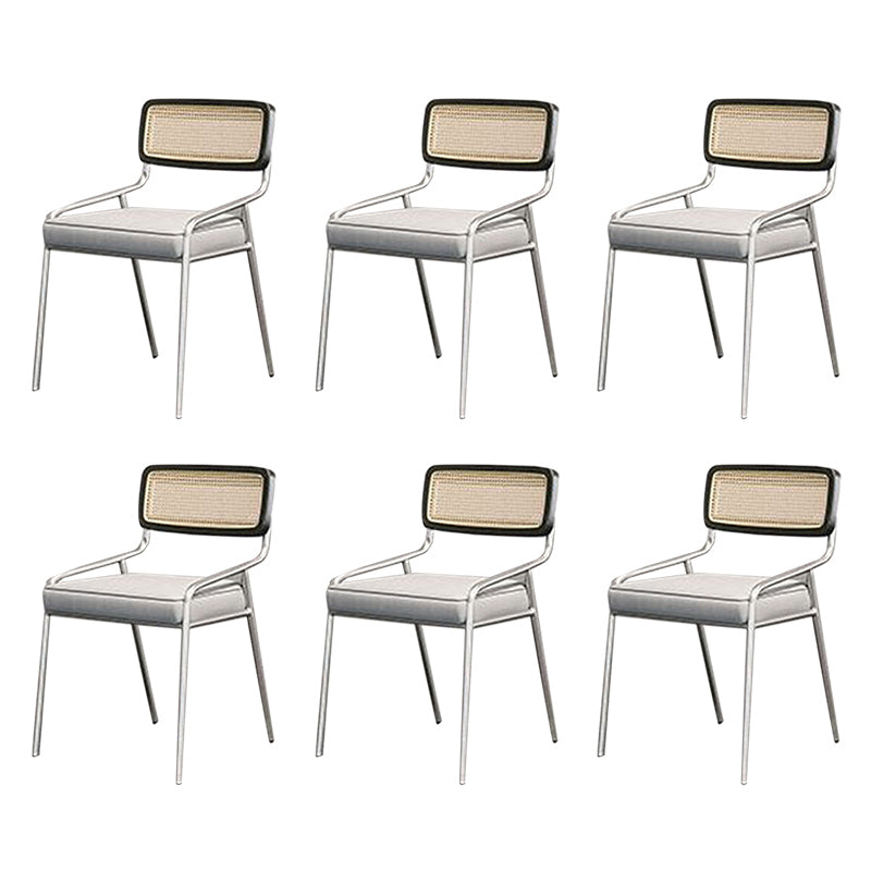 Upholstered Dining Chairs Open Back Dining Chairs with Metal Legs Black 6 Piece Set Silver Clearhalo 'Dining Chairs' 'Dining Tables & Seating' 'dining_chair' 'furn' 'furn_dining_chair' 'Furniture' 'Kitchen & Dining Furniture' 6451975
