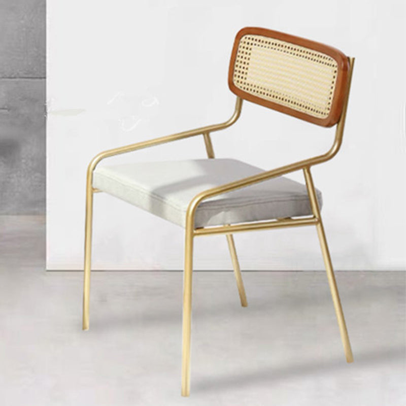 Upholstered Dining Chairs Open Back Dining Chairs with Metal Legs Nut-Brown 1 Piece Brass Gold Clearhalo 'Dining Chairs' 'Dining Tables & Seating' 'dining_chair' 'furn' 'furn_dining_chair' 'Furniture' 'Kitchen & Dining Furniture' 6451977