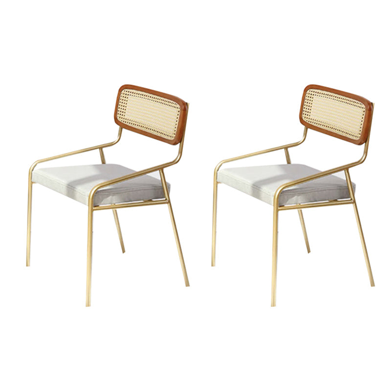 Upholstered Dining Chairs Open Back Dining Chairs with Metal Legs Nut-Brown 2 Piece Set Brass Gold Clearhalo 'Dining Chairs' 'Dining Tables & Seating' 'dining_chair' 'furn' 'furn_dining_chair' 'Furniture' 'Kitchen & Dining Furniture' 6451978