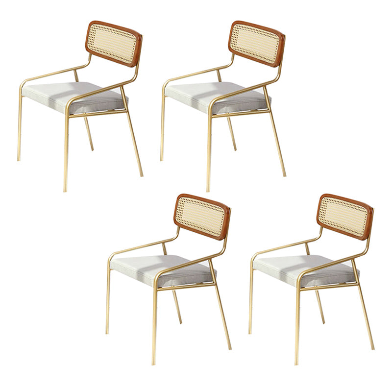 Upholstered Dining Chairs Open Back Dining Chairs with Metal Legs Nut-Brown 4 Piece Set Brass Gold Clearhalo 'Dining Chairs' 'Dining Tables & Seating' 'dining_chair' 'furn' 'furn_dining_chair' 'Furniture' 'Kitchen & Dining Furniture' 6451979