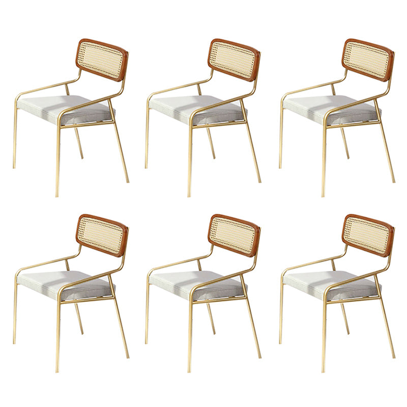 Upholstered Dining Chairs Open Back Dining Chairs with Metal Legs Nut-Brown 6 Piece Set Brass Gold Clearhalo 'Dining Chairs' 'Dining Tables & Seating' 'dining_chair' 'furn' 'furn_dining_chair' 'Furniture' 'Kitchen & Dining Furniture' 6451980