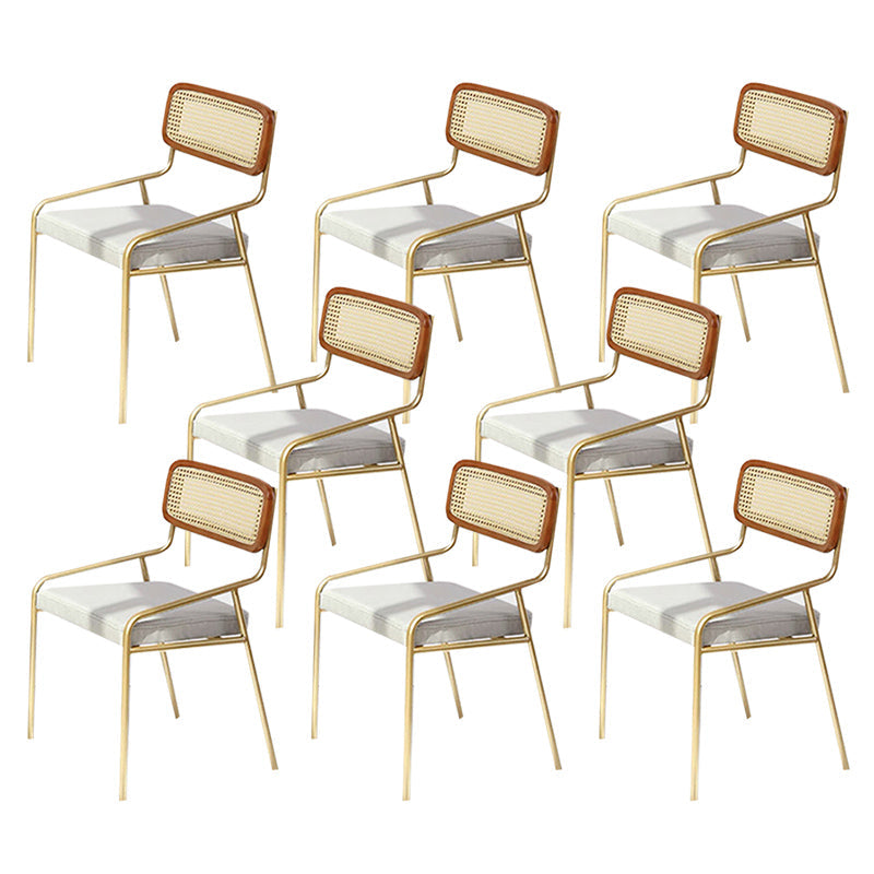 Upholstered Dining Chairs Open Back Dining Chairs with Metal Legs Nut-Brown 8 Piece Set Brass Gold Clearhalo 'Dining Chairs' 'Dining Tables & Seating' 'dining_chair' 'furn' 'furn_dining_chair' 'Furniture' 'Kitchen & Dining Furniture' 6451981