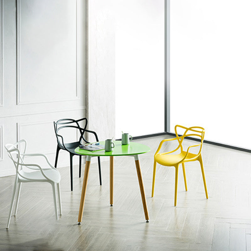Nordic Style Arm Side Chairs Open Back Chairs with Plastic Legs for Kitchen