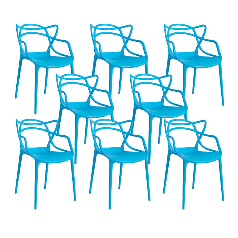 Nordic Style Arm Side Chairs Open Back Chairs with Plastic Legs for Kitchen