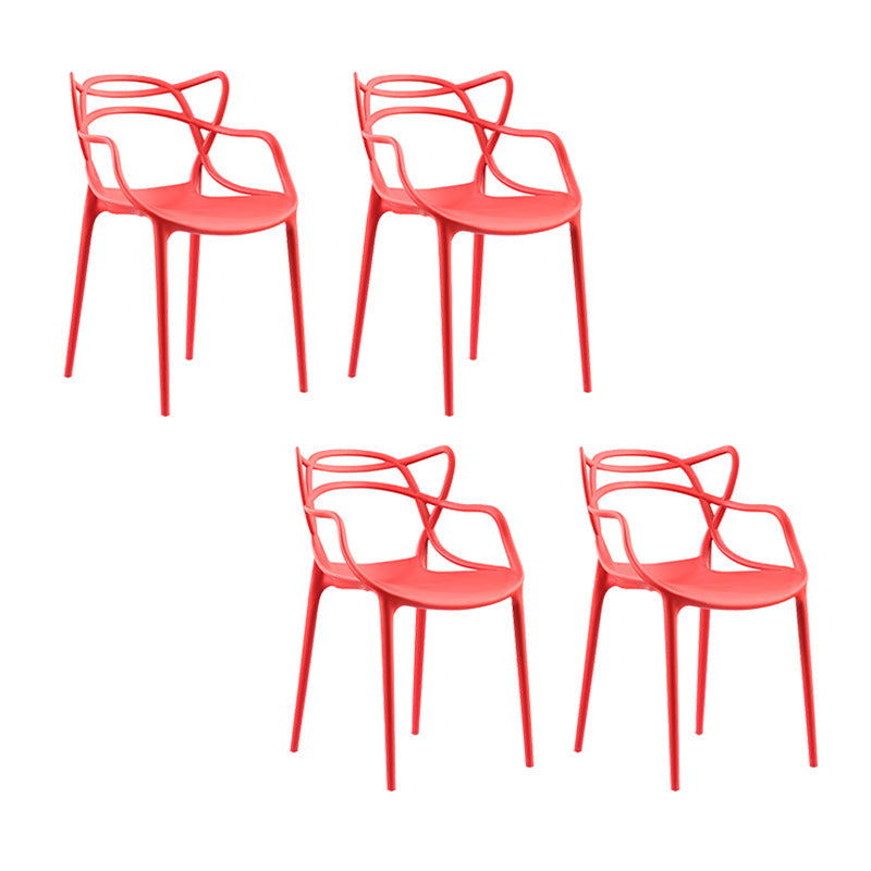 Nordic Style Arm Side Chairs Open Back Chairs with Plastic Legs for Kitchen