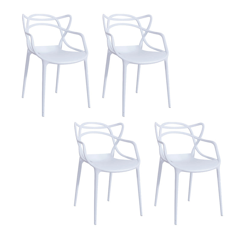 Nordic Style Arm Side Chairs Open Back Chairs with Plastic Legs for Kitchen