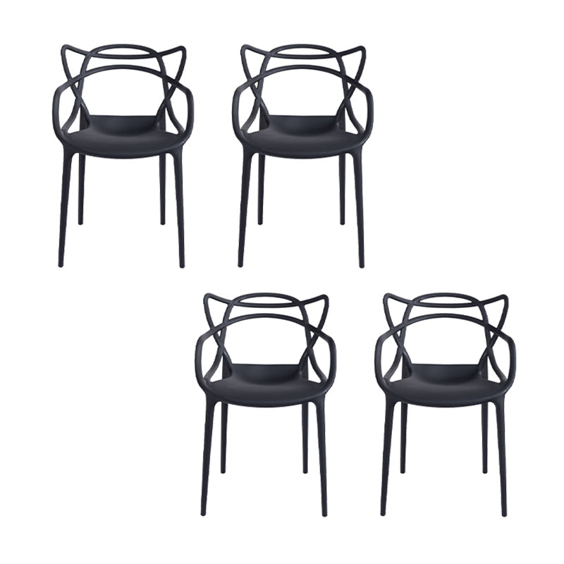 Nordic Style Arm Side Chairs Open Back Chairs with Plastic Legs for Kitchen