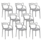 Nordic Style Arm Side Chairs Open Back Chairs with Plastic Legs for Kitchen