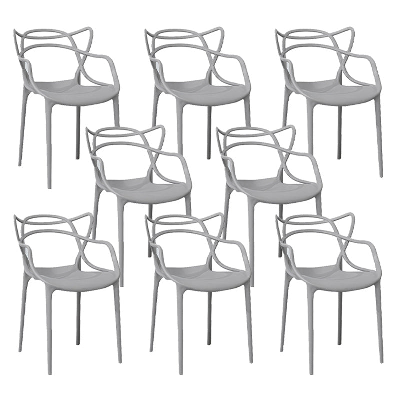 Nordic Style Arm Side Chairs Open Back Chairs with Plastic Legs for Kitchen