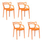 Nordic Style Arm Side Chairs Open Back Chairs with Plastic Legs for Kitchen