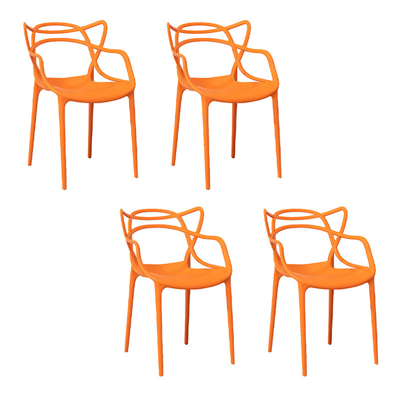 Nordic Style Arm Side Chairs Open Back Chairs with Plastic Legs for Kitchen