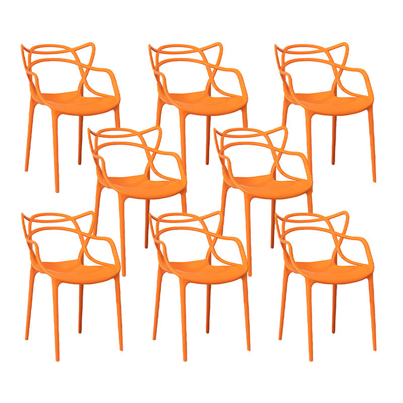 Nordic Style Arm Side Chairs Open Back Chairs with Plastic Legs for Kitchen