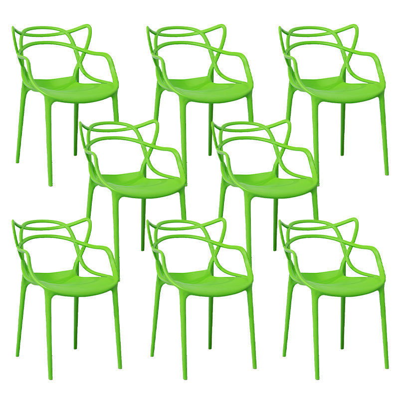 Nordic Style Arm Side Chairs Open Back Chairs with Plastic Legs for Kitchen