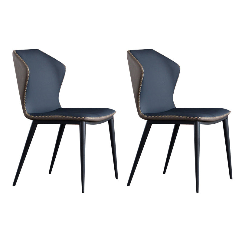 Modern Style Armless Side Chairs Windsor Back Side Chair with Metal Legs Blue 2 Piece Set Clearhalo 'Dining Chairs' 'Dining Tables & Seating' 'dining_chair' 'furn' 'furn_dining_chair' 'Furniture' 'Kitchen & Dining Furniture' 6452010