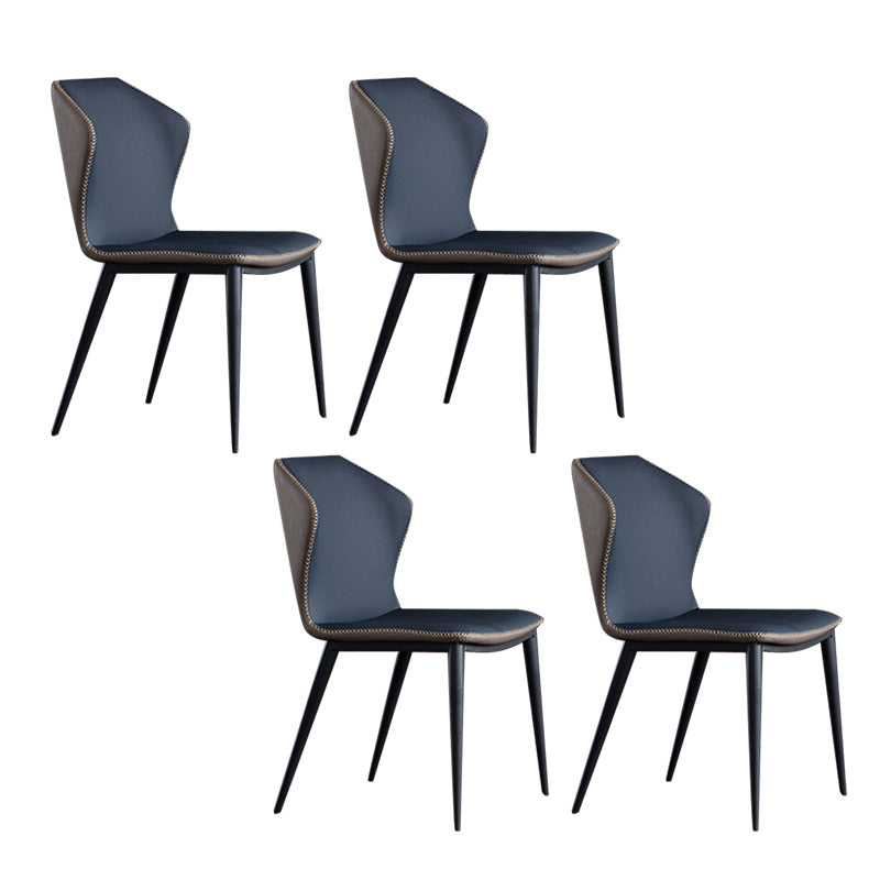 Modern Style Armless Side Chairs Windsor Back Side Chair with Metal Legs Blue 4 Piece Set Clearhalo 'Dining Chairs' 'Dining Tables & Seating' 'dining_chair' 'furn' 'furn_dining_chair' 'Furniture' 'Kitchen & Dining Furniture' 6452012