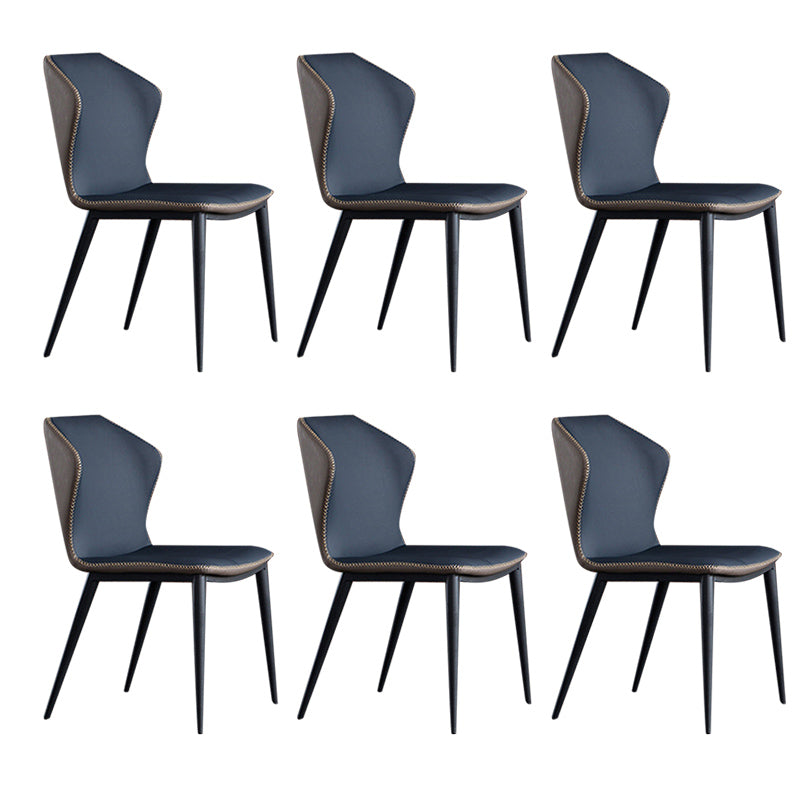 Modern Style Armless Side Chairs Windsor Back Side Chair with Metal Legs Blue 6 Piece Set Clearhalo 'Dining Chairs' 'Dining Tables & Seating' 'dining_chair' 'furn' 'furn_dining_chair' 'Furniture' 'Kitchen & Dining Furniture' 6452014