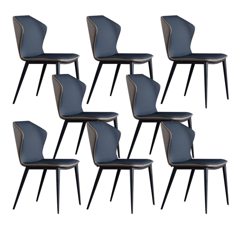 Modern Style Armless Side Chairs Windsor Back Side Chair with Metal Legs Blue 8 Piece Set Clearhalo 'Dining Chairs' 'Dining Tables & Seating' 'dining_chair' 'furn' 'furn_dining_chair' 'Furniture' 'Kitchen & Dining Furniture' 6452016