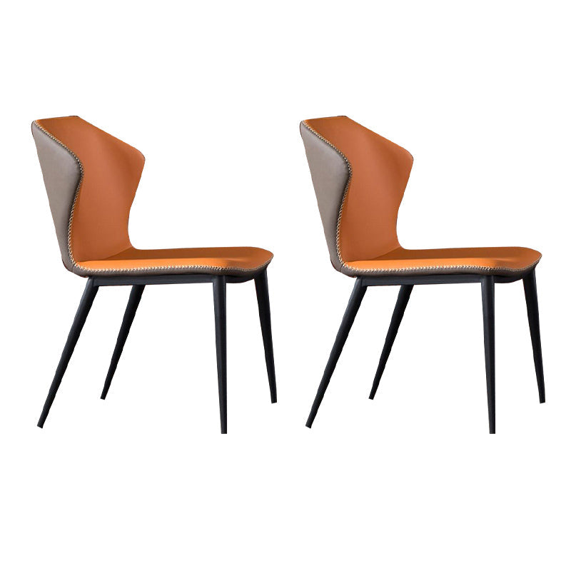 Modern Style Armless Side Chairs Windsor Back Side Chair with Metal Legs Orange 2 Piece Set Clearhalo 'Dining Chairs' 'Dining Tables & Seating' 'dining_chair' 'furn' 'furn_dining_chair' 'Furniture' 'Kitchen & Dining Furniture' 6452019