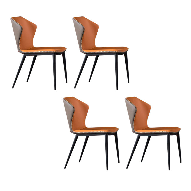 Modern Style Armless Side Chairs Windsor Back Side Chair with Metal Legs Orange 4 Piece Set Clearhalo 'Dining Chairs' 'Dining Tables & Seating' 'dining_chair' 'furn' 'furn_dining_chair' 'Furniture' 'Kitchen & Dining Furniture' 6452021