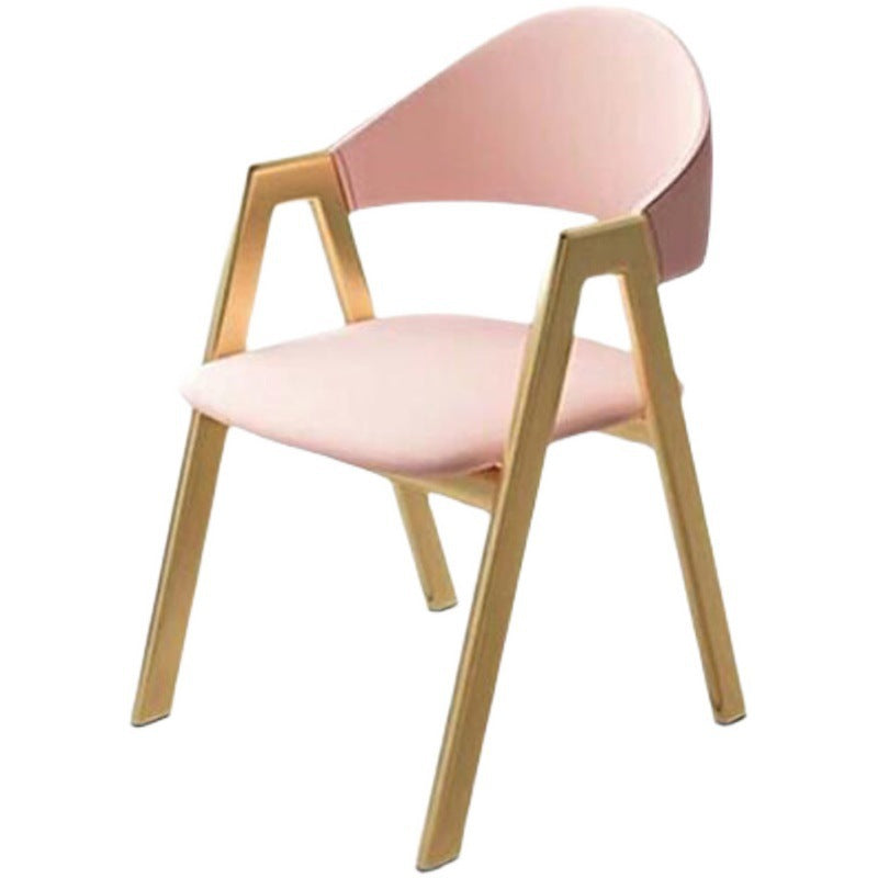 Chaise de salle à manger rembourrée chaise de salle à manger à l'arrière avec des jambes en métal doré