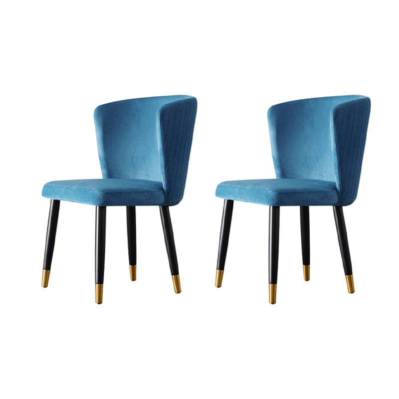 Glam Style Armless Side Chairs Wooden Chair with Wood Legs for Kitchen Royal Blue 2 Piece Set Clearhalo 'Dining Chairs' 'Dining Tables & Seating' 'dining_chair' 'furn' 'furn_dining_chair' 'Furniture' 'Kitchen & Dining Furniture' 6452056