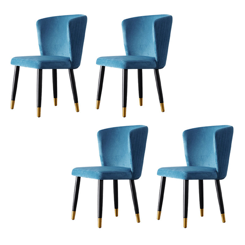 Glam Style Armless Side Chairs Wooden Chair with Wood Legs for Kitchen Royal Blue 4 Piece Set Clearhalo 'Dining Chairs' 'Dining Tables & Seating' 'dining_chair' 'furn' 'furn_dining_chair' 'Furniture' 'Kitchen & Dining Furniture' 6452058