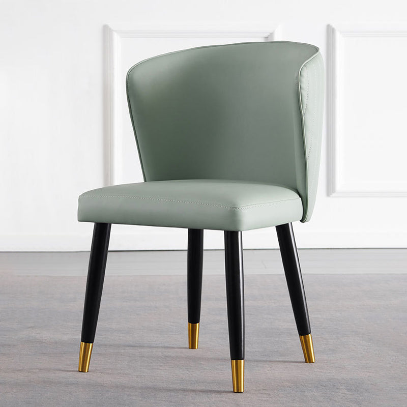 Glam -stijl armloze zijstoelen houten stoel met houten benen voor keuken